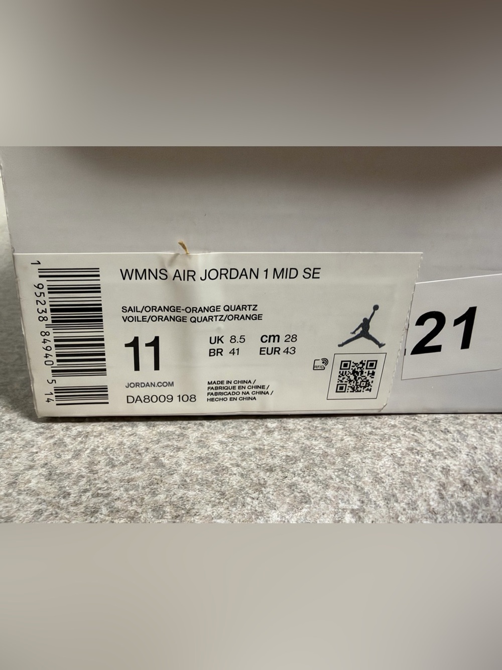 Nike Air Jordan 1 Mid SE Corduroy Sail Size 11 Women/ 9.5 Men NEW DA8009108 - Picture 9 of 10